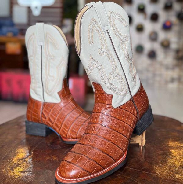 BOTA MASCULINA ALIGATOR HAVANA/NAPA MARFIM