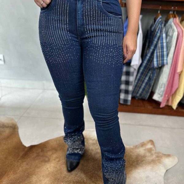 CALCA FEMININA BOOT CUT C/ TERMOCOLANTE BRILHO AZUL