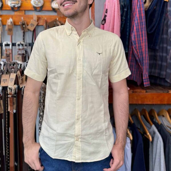 CAMISA MASC MC AMARELO/LOGO VERDE