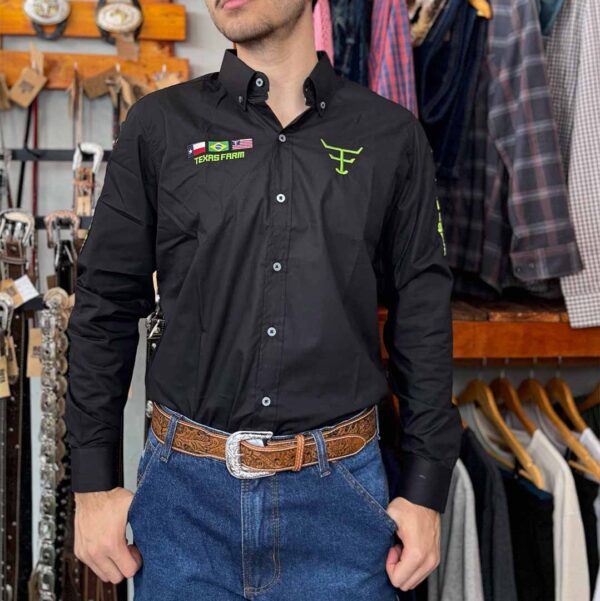 CAMISA COMPETICAO MASCULINA MANGA LONGA - PRETO/ VERDE