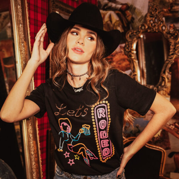 CAMISETA TEE HOUSTON TURKESE PRETA COM NEON