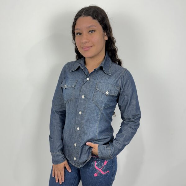 CAMISA FEMININA MANGA LONGA JEANS KAAB