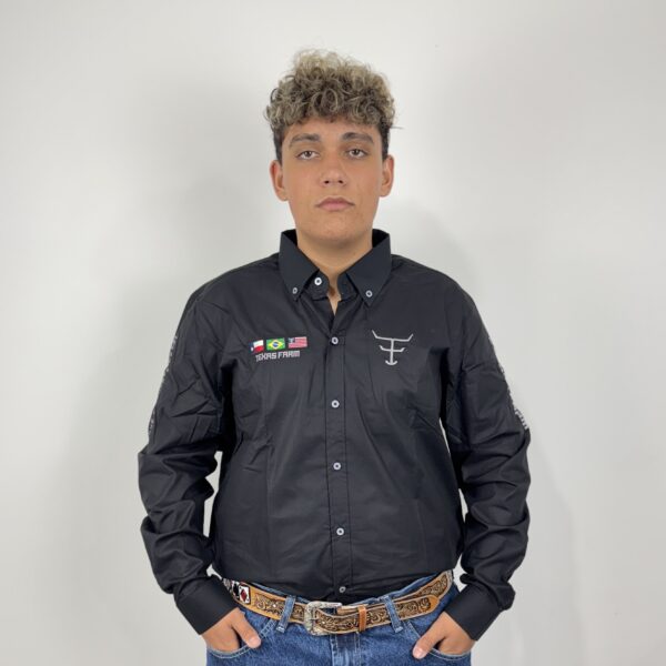 CAMISA COMPETICAO MASC MANGA LONGA TEXAS FARM PRETA