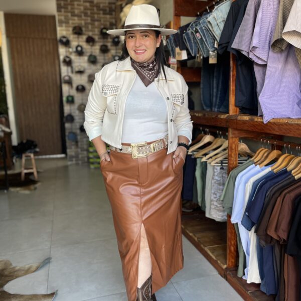 SAIA MIDI COURO FENDA PLUS SIZE - Image 2