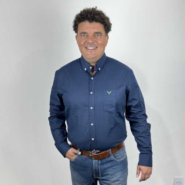 CAMISA LISA MANGA LONGA - GROSS HUNTER - AZUL MARINHO