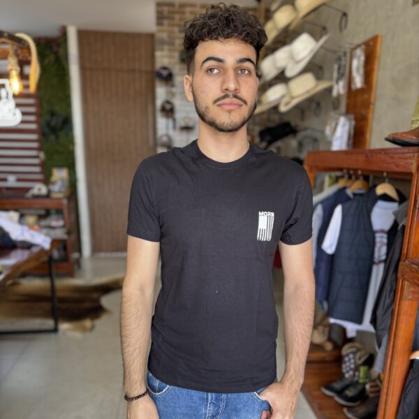 CAMISETA MASCULINA ET PRETO BANDEIRA EUA MORS BRANCO