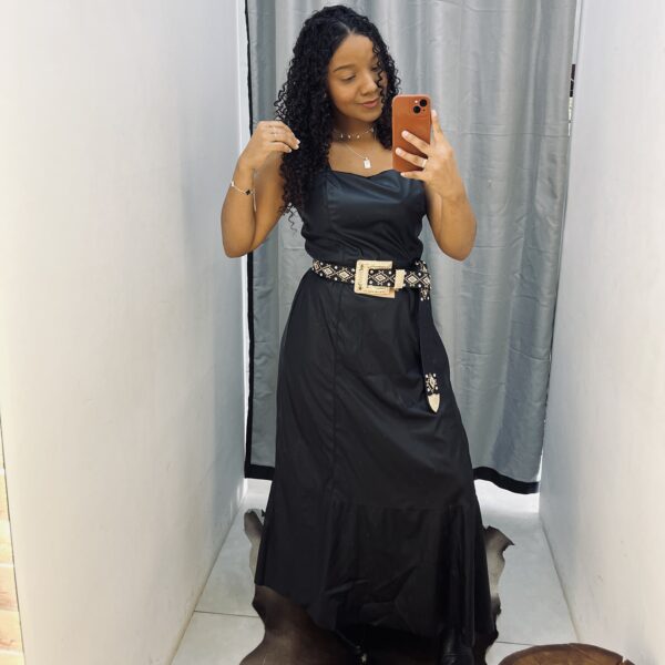 VESTIDO MIDI COURO EVASE - Image 3
