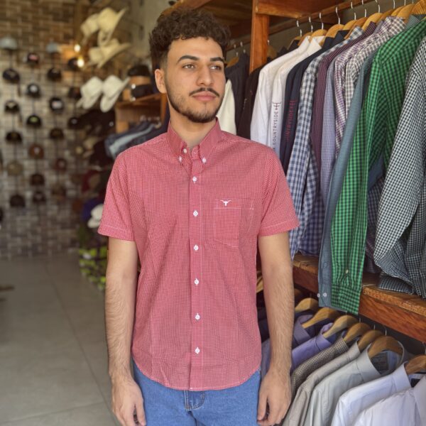 CAMISA MC MICRO XADREZ VERMELHO E BRANCO PELLICULLA